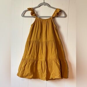 Gap Kids Girls' Mustard Tiered Ruffle Strap 100% Cotton Lined Dress